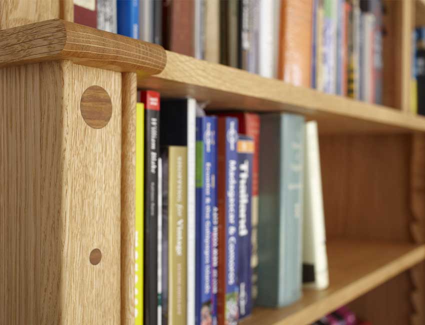 Large English Oak bookcase detail