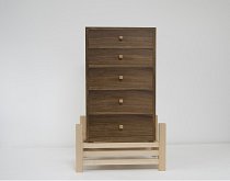 Walnut and sycamore chest-of-drawers